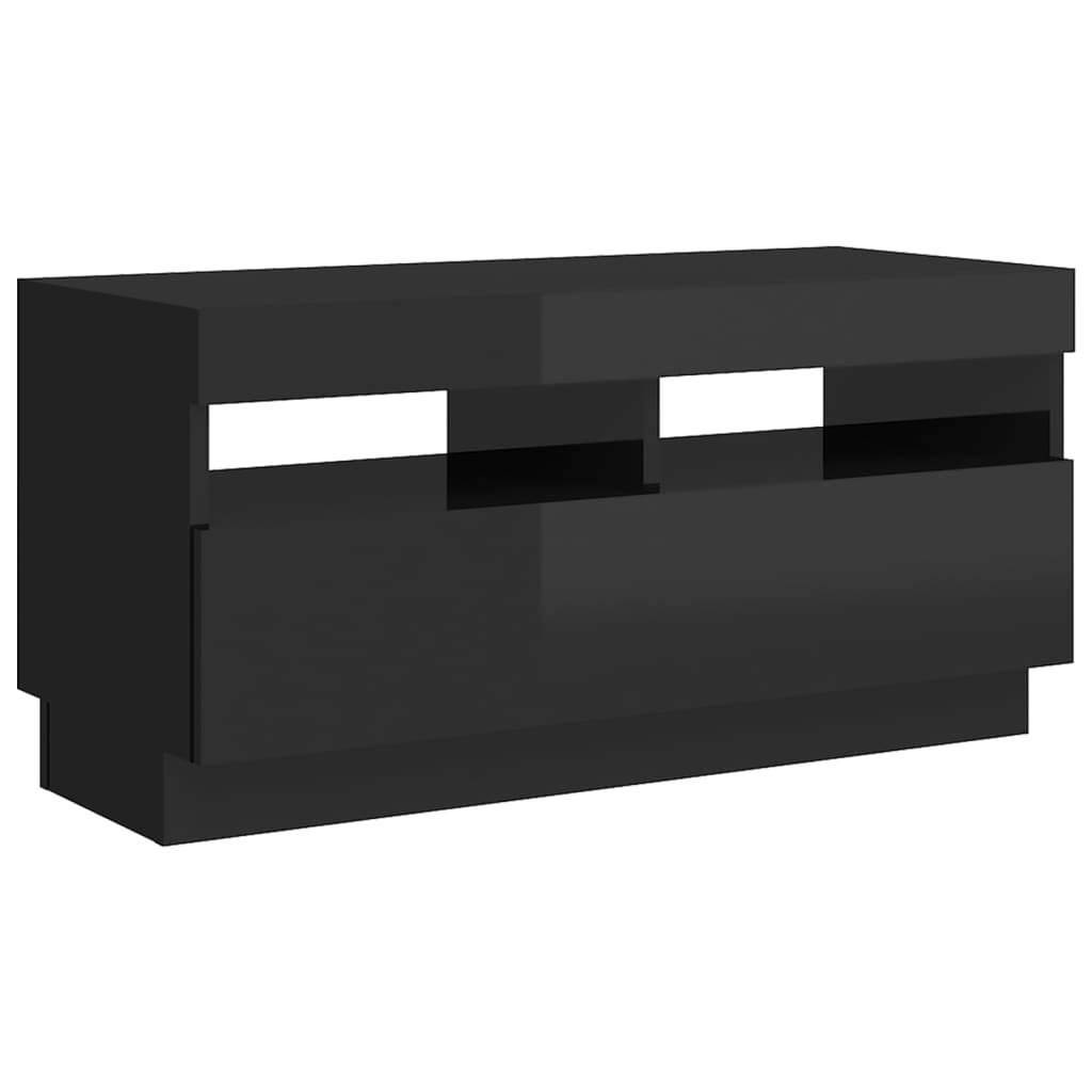 TV-taso LED-valoilla korkeakiilto musta 80x35x40 cm - Sisustajankoti.fi