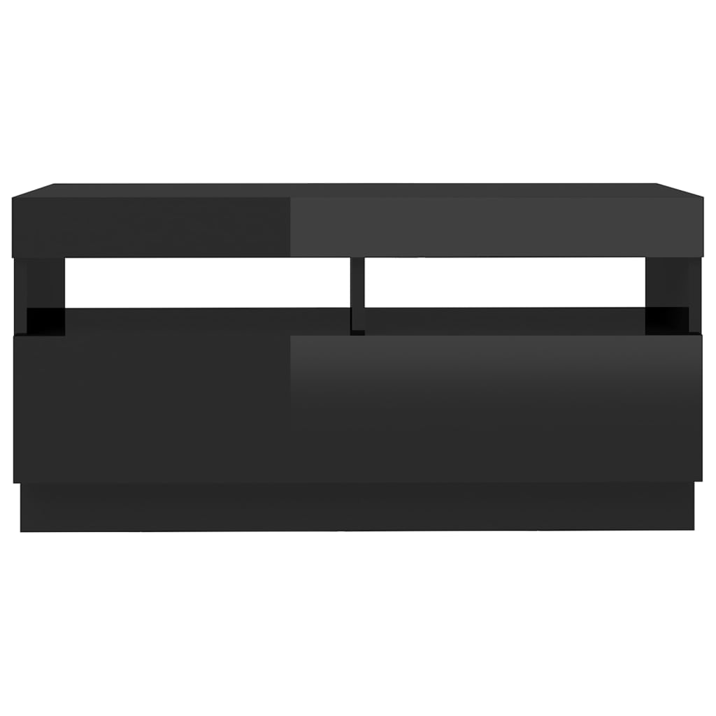 TV-taso LED-valoilla korkeakiilto musta 80x35x40 cm - Sisustajankoti.fi