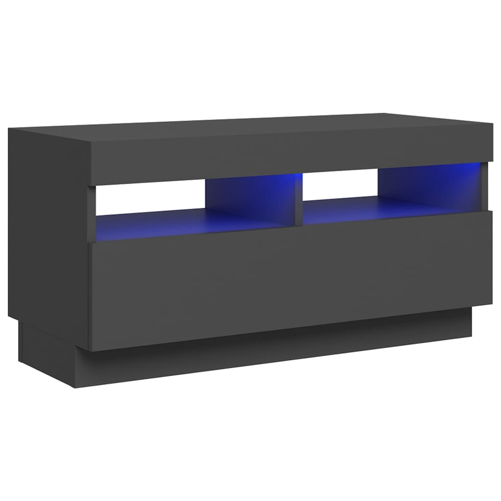 TV-taso LED-valoilla korkeakiilto harmaa 80x35x40 cm - Sisustajankoti.fi