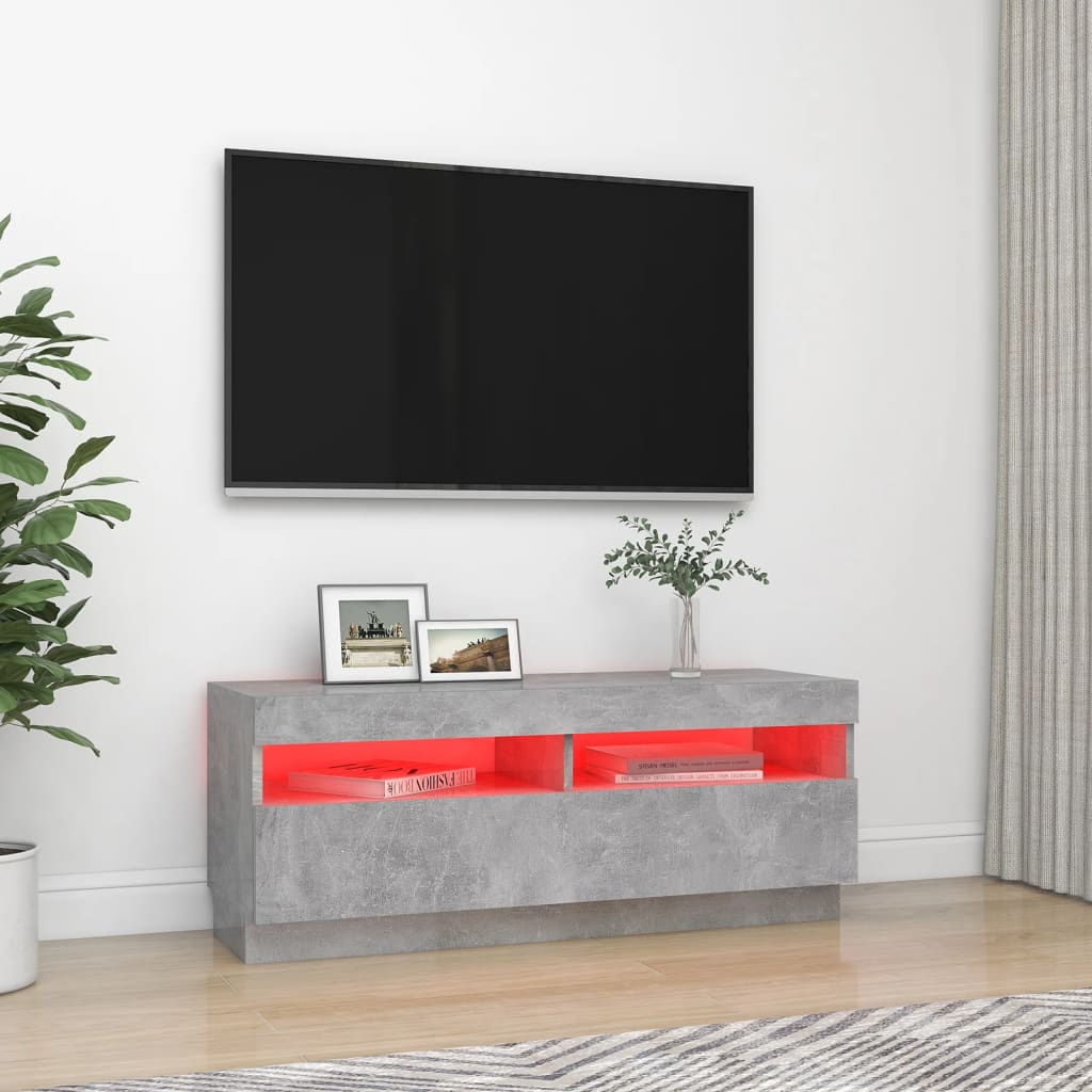TV-taso LED-valoilla betoninharmaa 100x35x40 cm - Sisustajankoti.fi