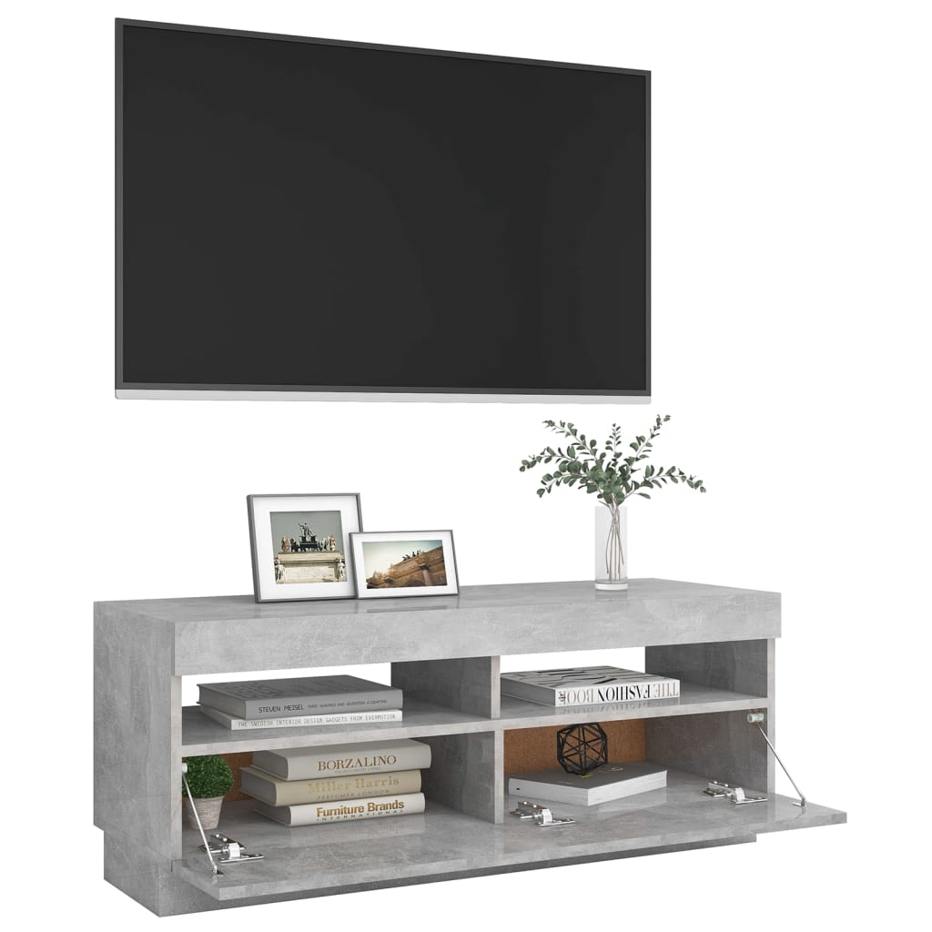 TV-taso LED-valoilla betoninharmaa 100x35x40 cm - Sisustajankoti.fi