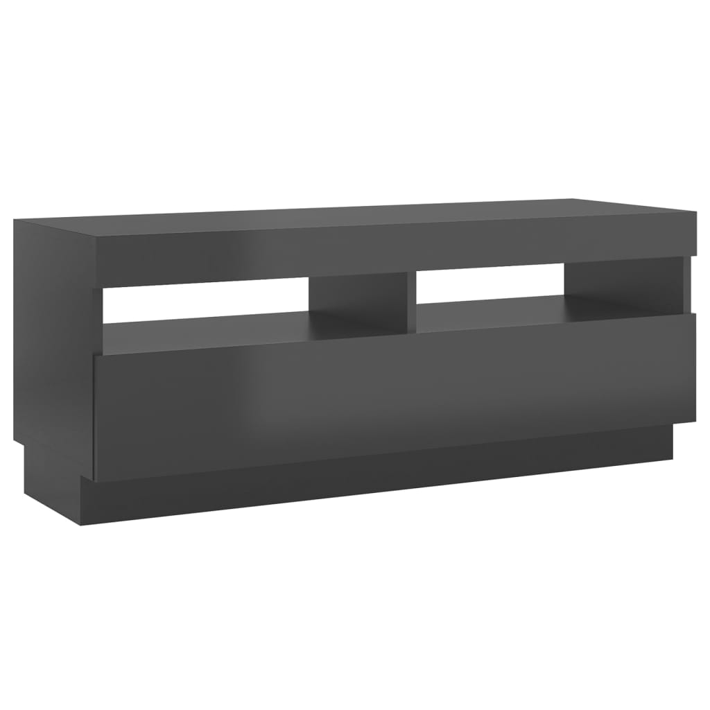 TV-taso LED-valoilla korkeakiilto harmaa 100x35x40 cm - Sisustajankoti.fi