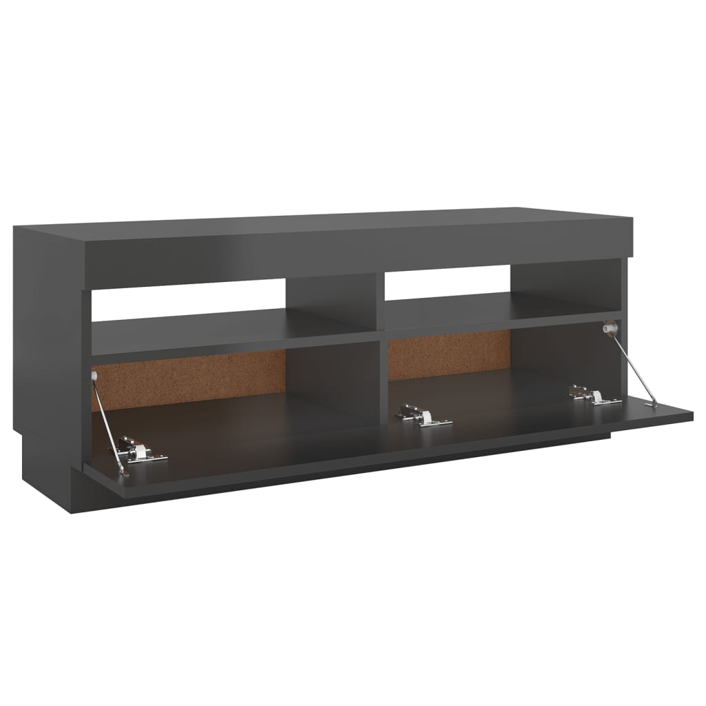 TV-taso LED-valoilla korkeakiilto harmaa 100x35x40 cm - Sisustajankoti.fi