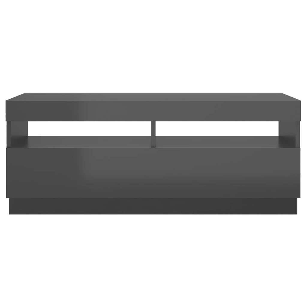 TV-taso LED-valoilla korkeakiilto harmaa 100x35x40 cm - Sisustajankoti.fi