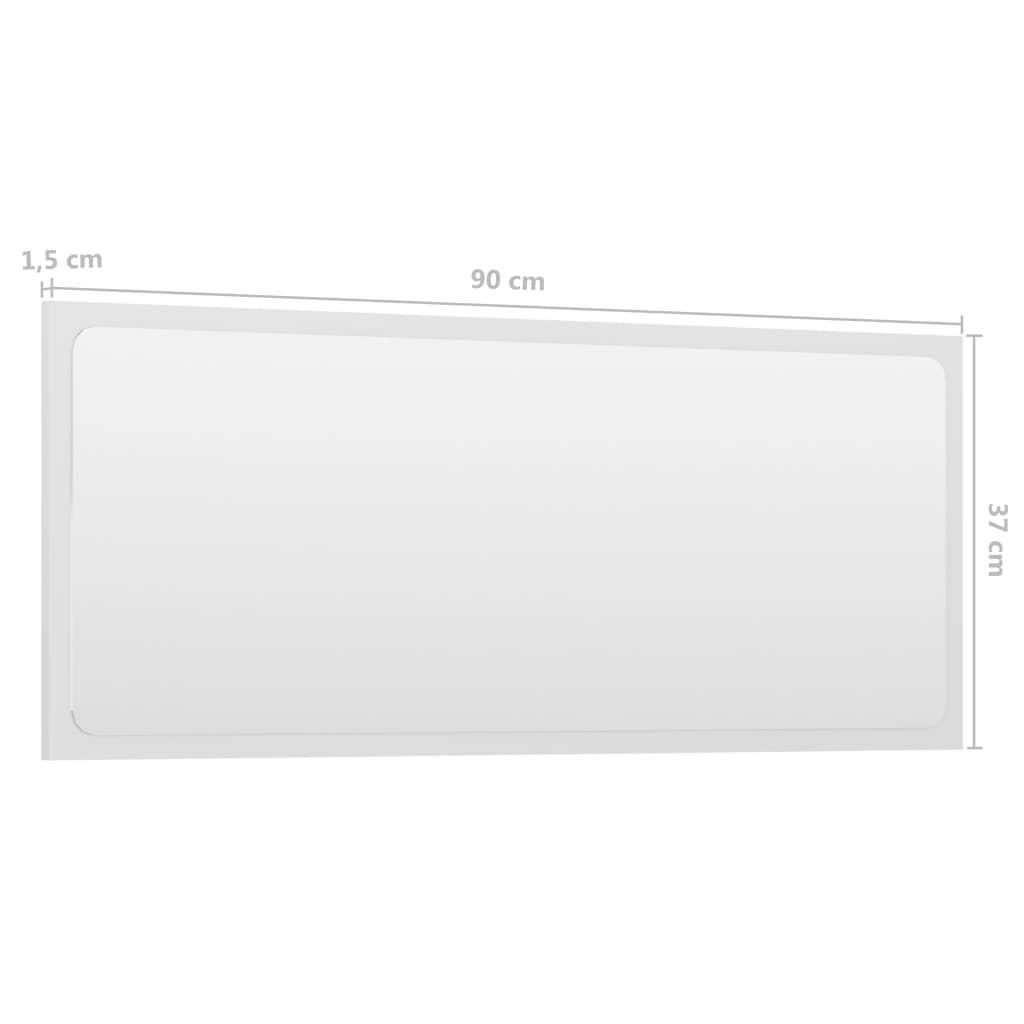 Kylpyhuonepeili korkeakiilto valkoinen 90x1,5x37 cm - Sisustajankoti.fi