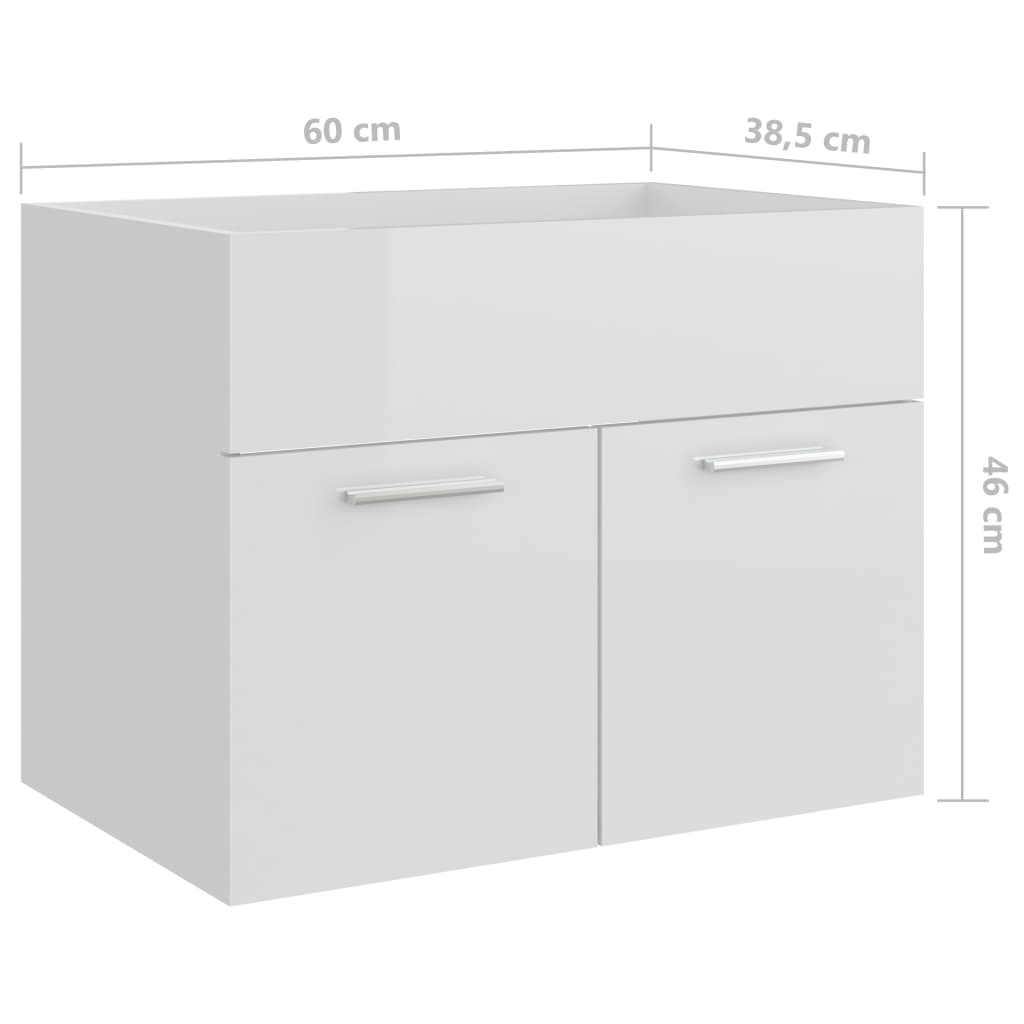 Allaskaappi korkeakiilto valkoinen 60x38,5x46 cm - Sisustajankoti.fi