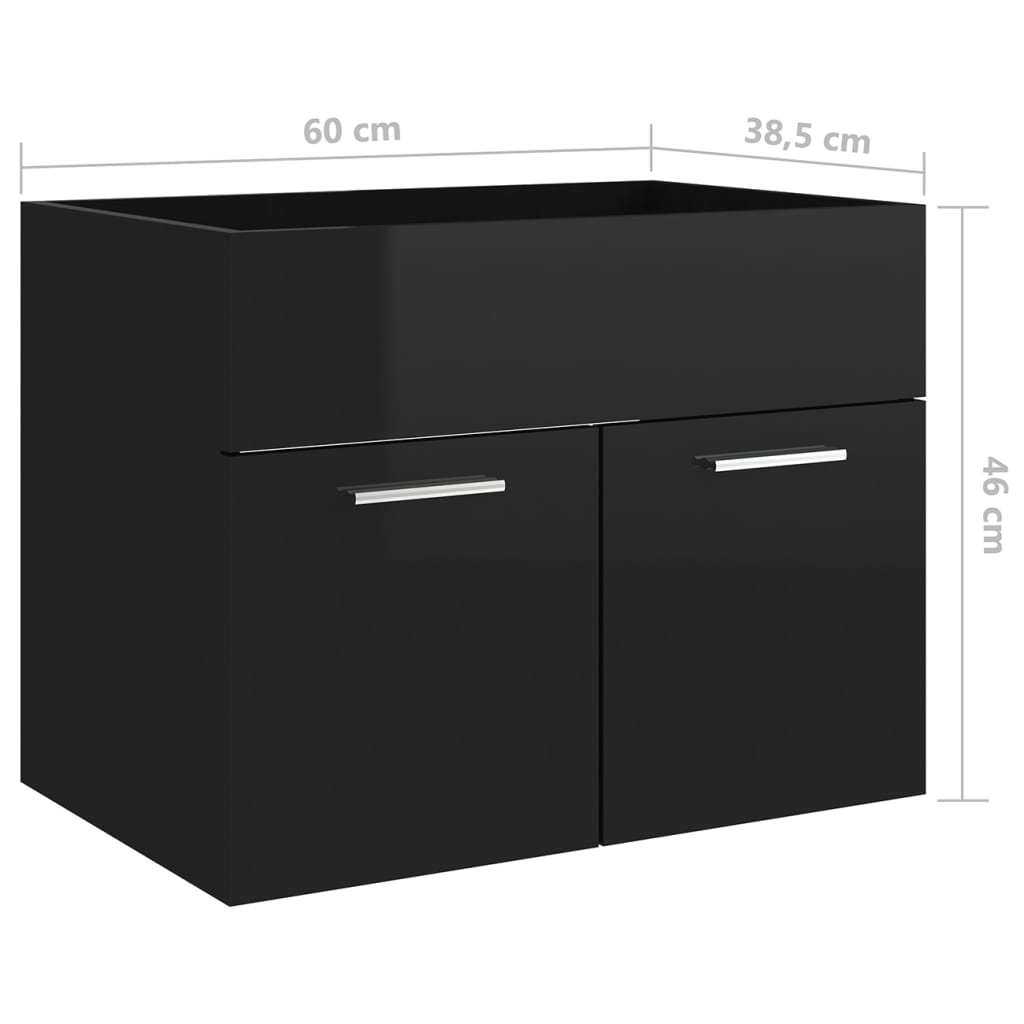 Allaskaappi korkeakiilto musta 60x38,5x46 cm - Sisustajankoti.fi