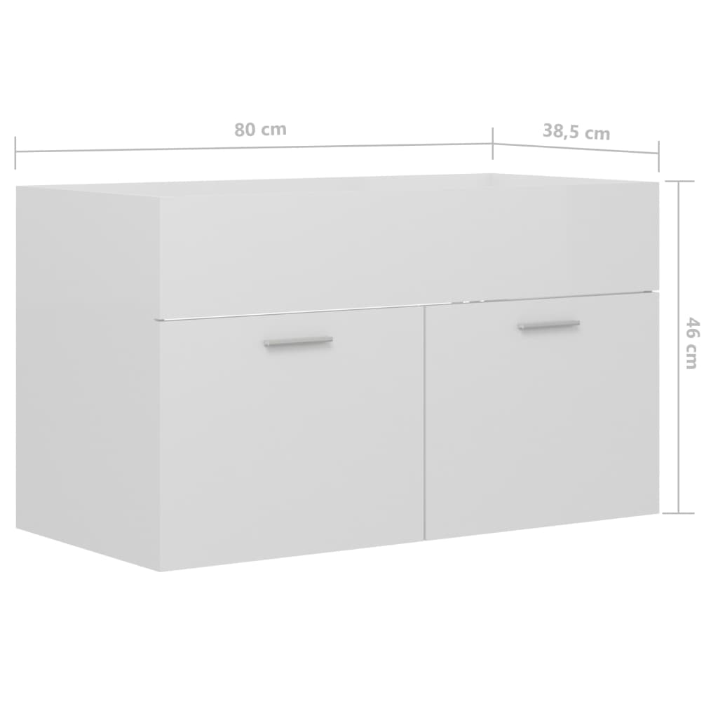 Allaskaappi korkeakiilto valkoinen 80x38,5x46 cm lastulevy - Sisustajankoti.fi