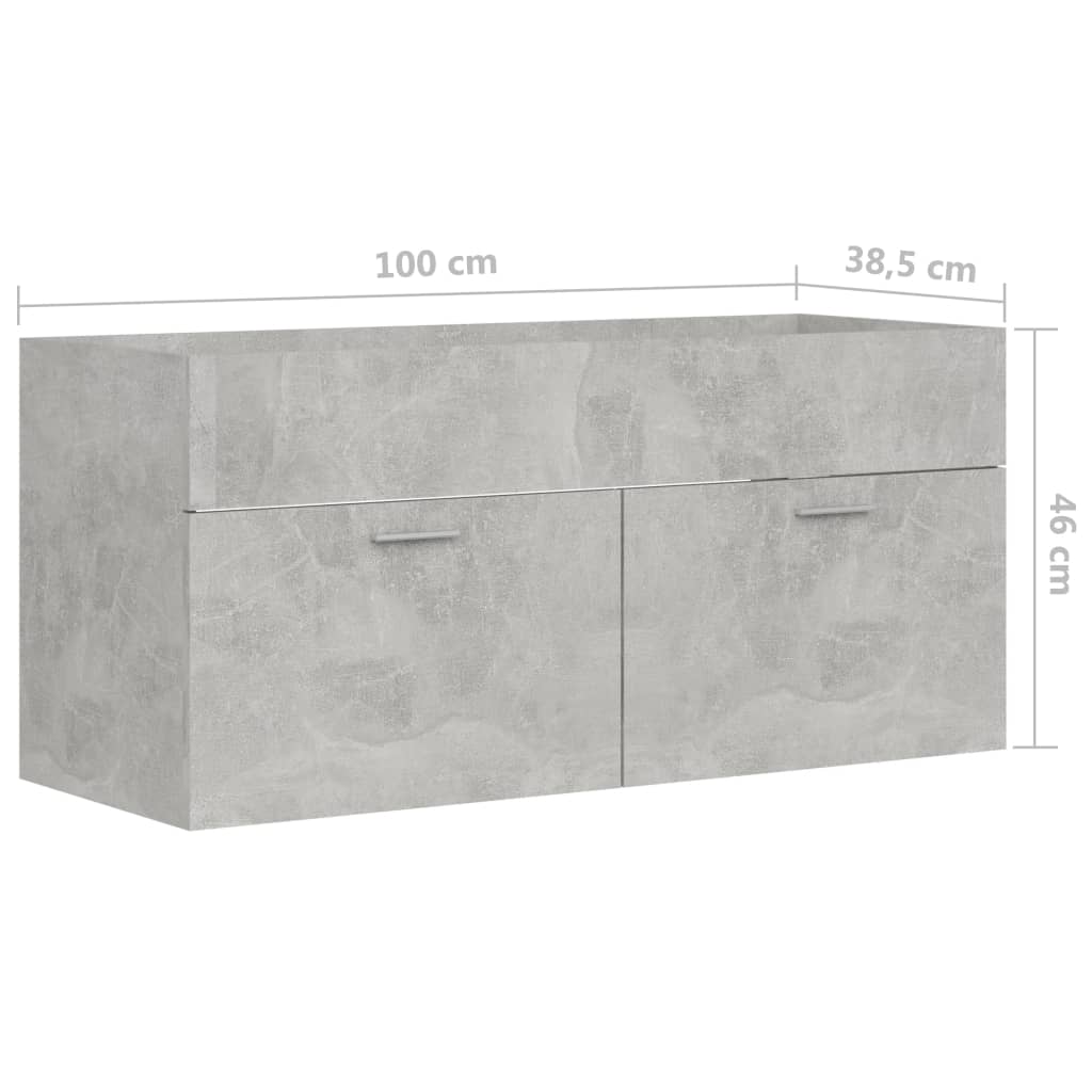 Allaskaappi betoninharmaa 100x38,5x46 cm lastulevy - Sisustajankoti.fi