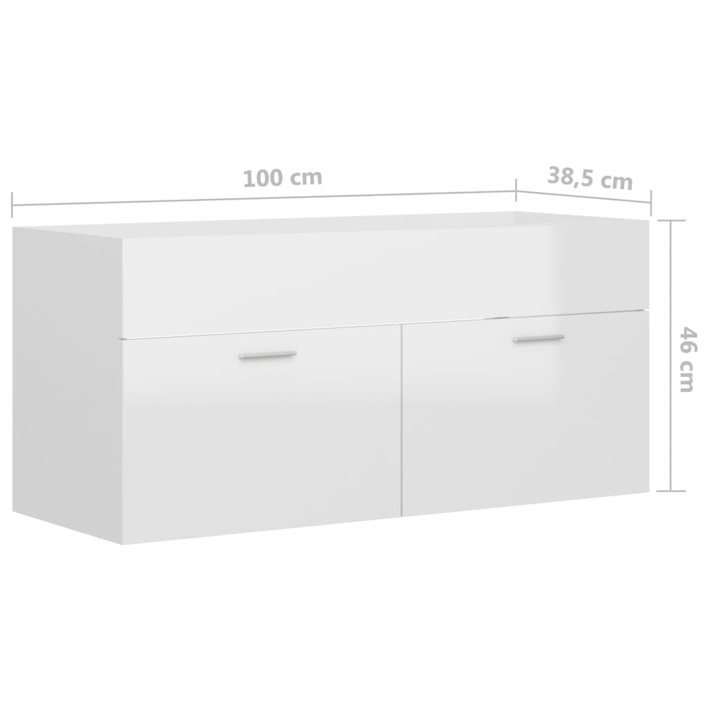 Allaskaappi korkeakiilto valkoinen 100x38,5x46 cm lastulevy - Sisustajankoti.fi