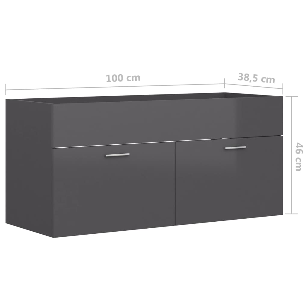 Allaskaappi korkeakiilto harmaa 100x38,5x46 cm lastulevy - Sisustajankoti.fi