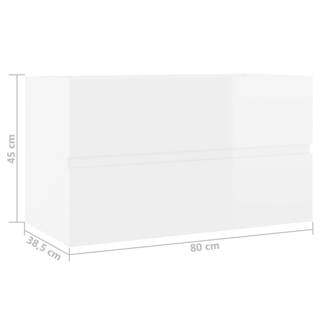 Allaskaappi korkeakiilto valkoinen 80x38,5x45 cm - Sisustajankoti.fi