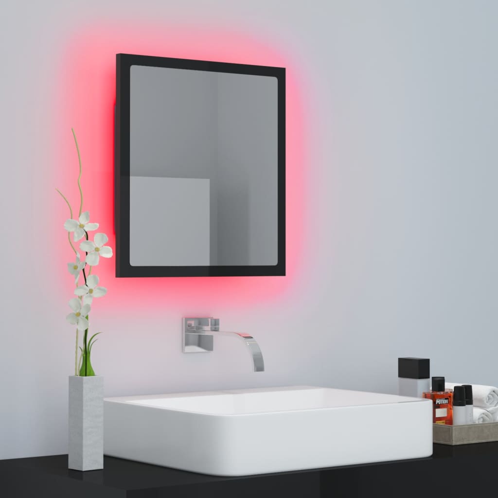 LED-kylpyhuonepeili korkeakiilto musta 40x8,5x37 cm - Sisustajankoti.fi