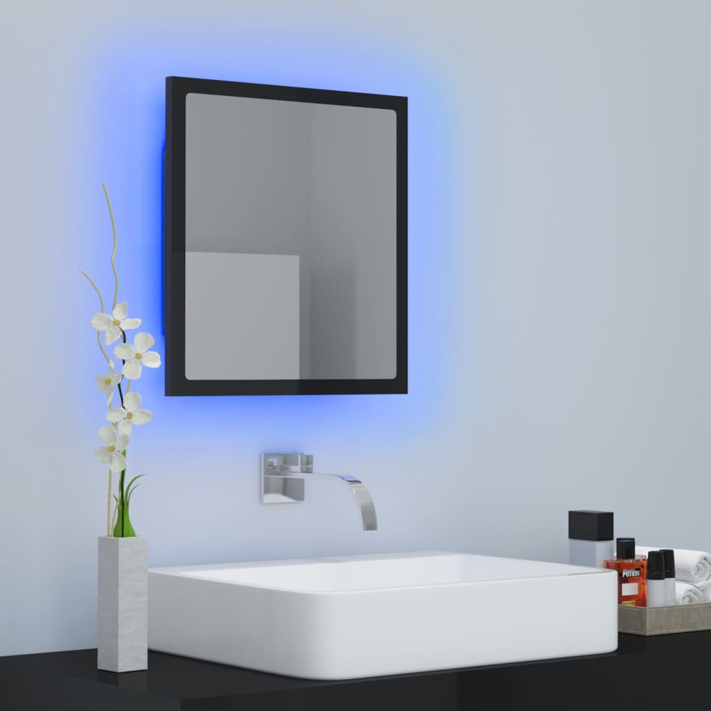 LED-kylpyhuonepeili korkeakiilto musta 40x8,5x37 cm - Sisustajankoti.fi