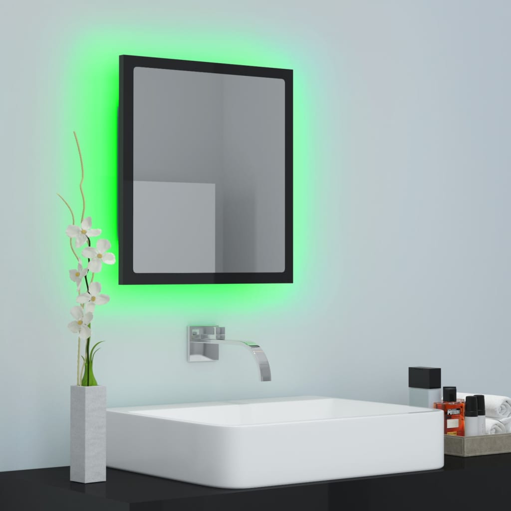 LED-kylpyhuonepeili korkeakiilto musta 40x8,5x37 cm - Sisustajankoti.fi