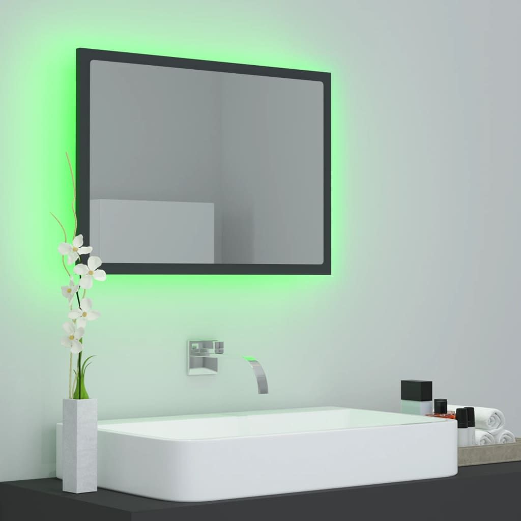 LED-kylpyhuonepeili harmaa 60x8,5x37 cm lastulevy - Sisustajankoti.fi