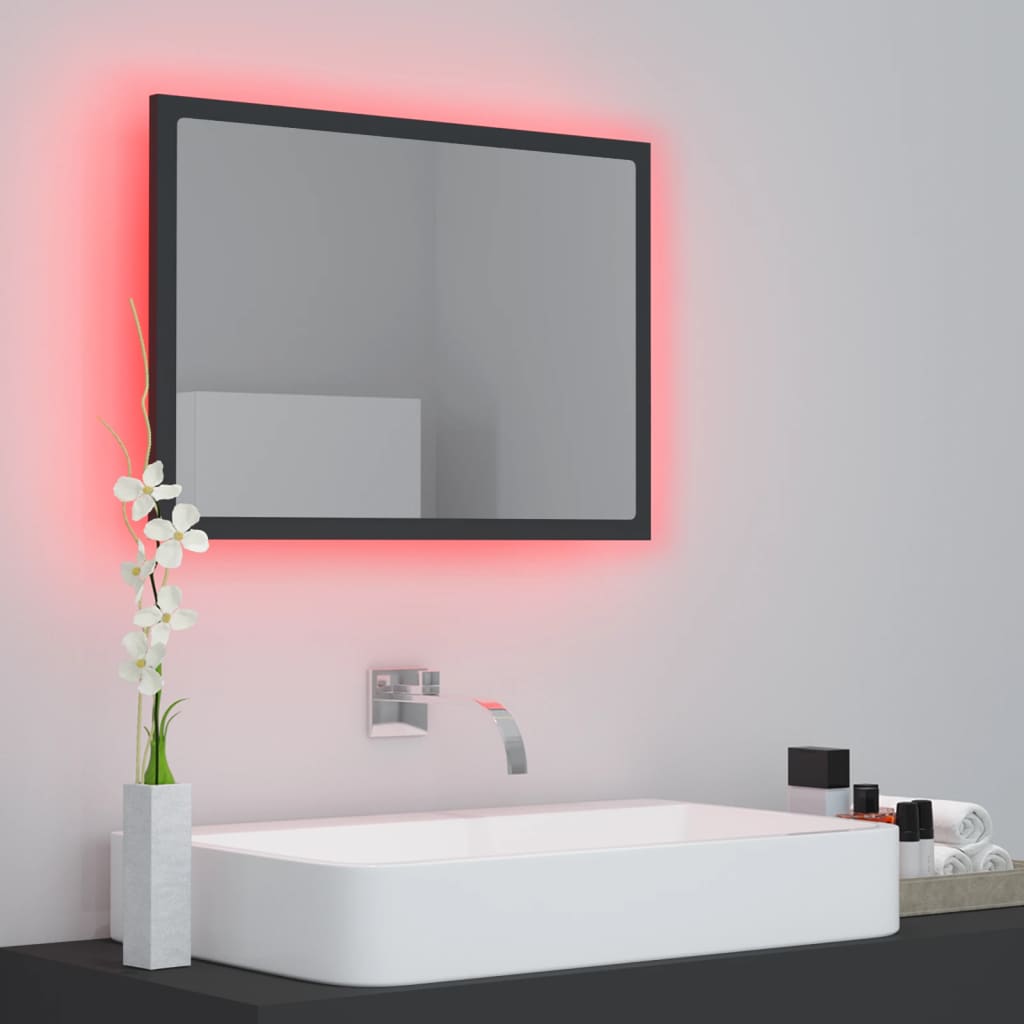 LED-kylpyhuonepeili harmaa 60x8,5x37 cm lastulevy - Sisustajankoti.fi