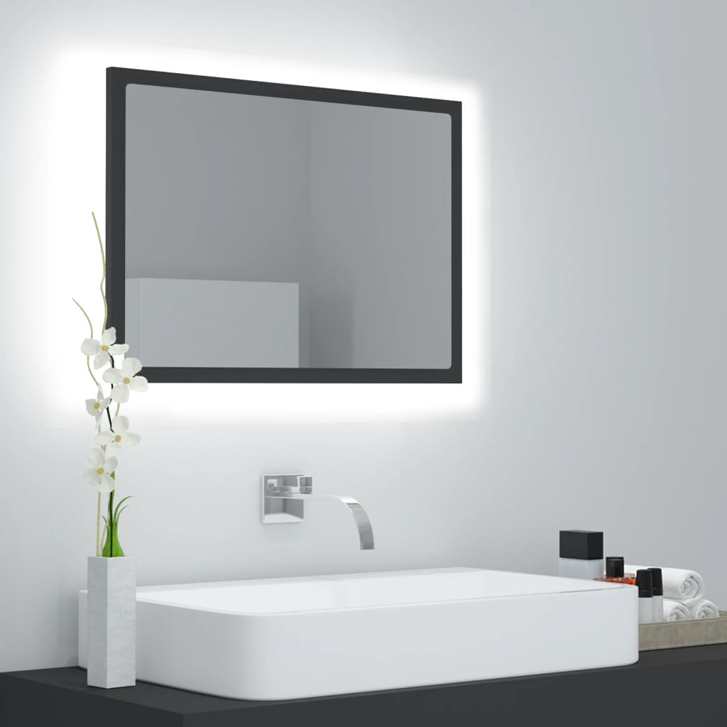 LED-kylpyhuonepeili harmaa 60x8,5x37 cm lastulevy - Sisustajankoti.fi