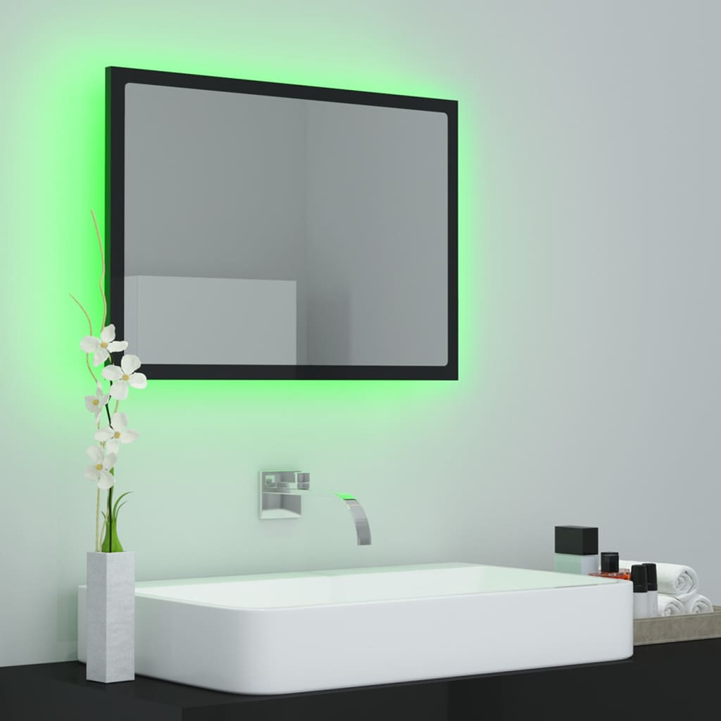 Kylpyhuonepeili LED korkeakiilto musta 60x8,5x37 cm lastulevy - Sisustajankoti.fi