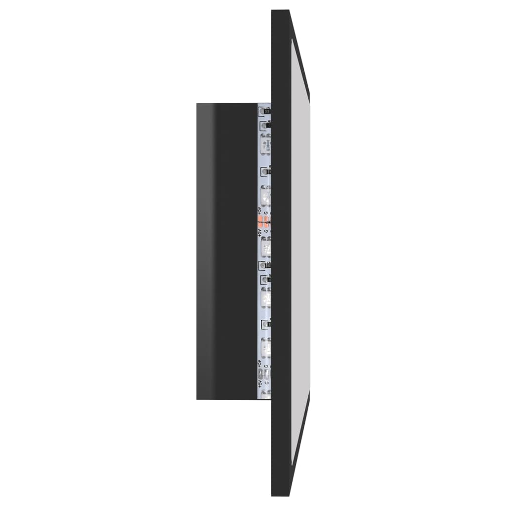 Kylpyhuonepeili LED korkeakiilto musta 60x8,5x37 cm lastulevy - Sisustajankoti.fi