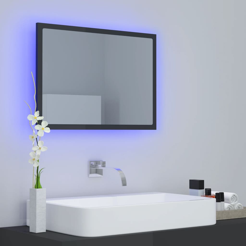 Kylpyhuonepeili LED korkeakiilto harmaa 60x8,5x37 cm lastulevy - Sisustajankoti.fi