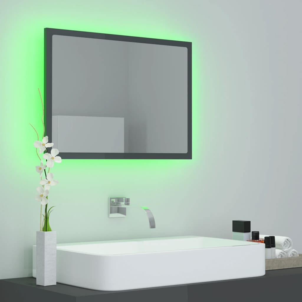 Kylpyhuonepeili LED korkeakiilto harmaa 60x8,5x37 cm lastulevy - Sisustajankoti.fi