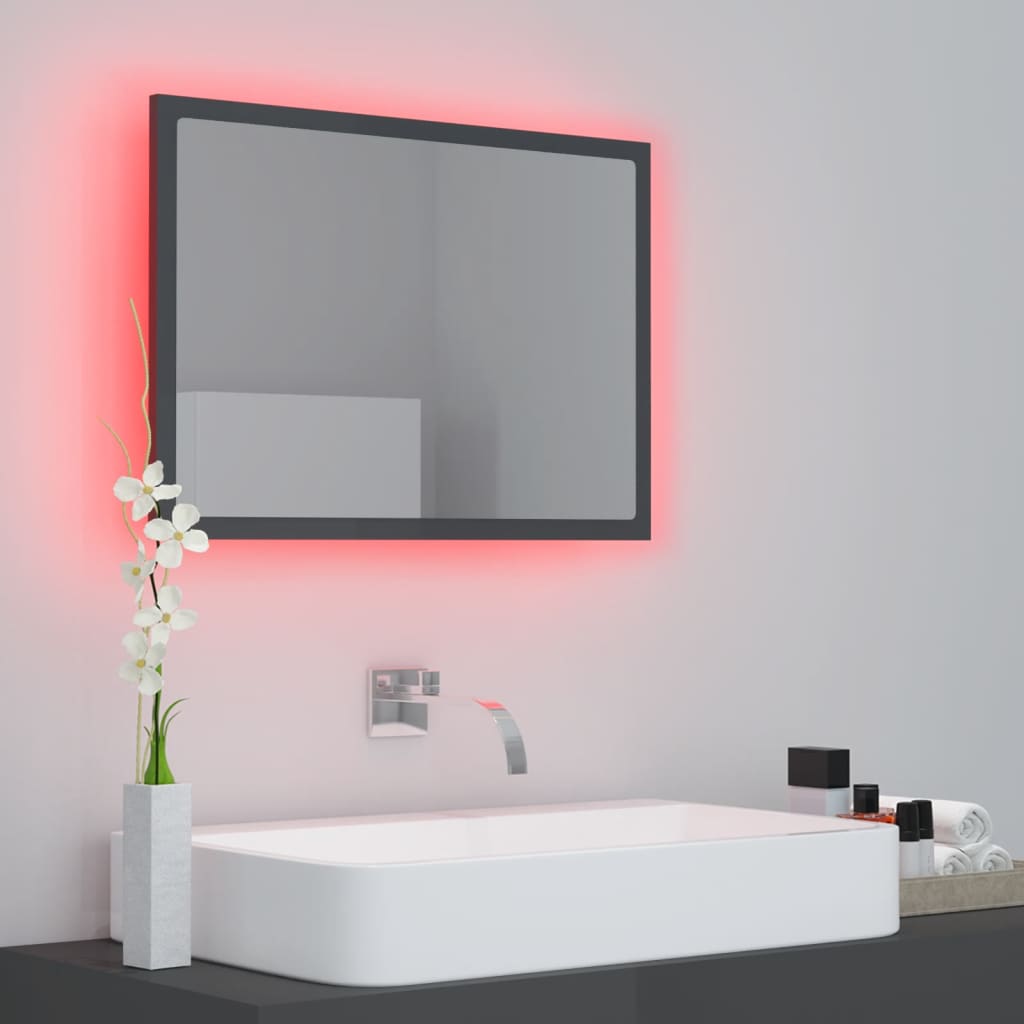 Kylpyhuonepeili LED korkeakiilto harmaa 60x8,5x37 cm lastulevy - Sisustajankoti.fi