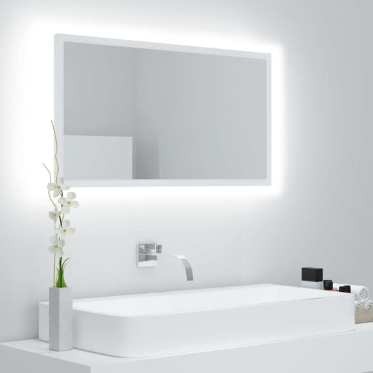 LED-kylpyhuonepeili valkoinen 80x8,5x37 cm lastulevy - Sisustajankoti.fi