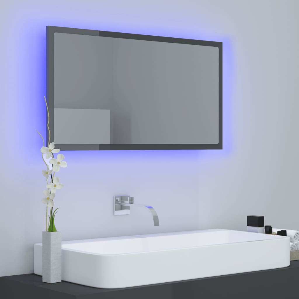 Kylpyhuonepeili LED korkeakiilto harmaa 80x8,5x37 cm lastulevy - Sisustajankoti.fi