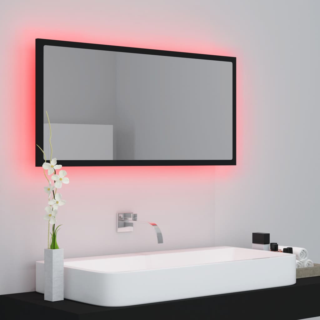 Kylpyhuonepeili LED musta 90x8,5x37 cm - Sisustajankoti.fi