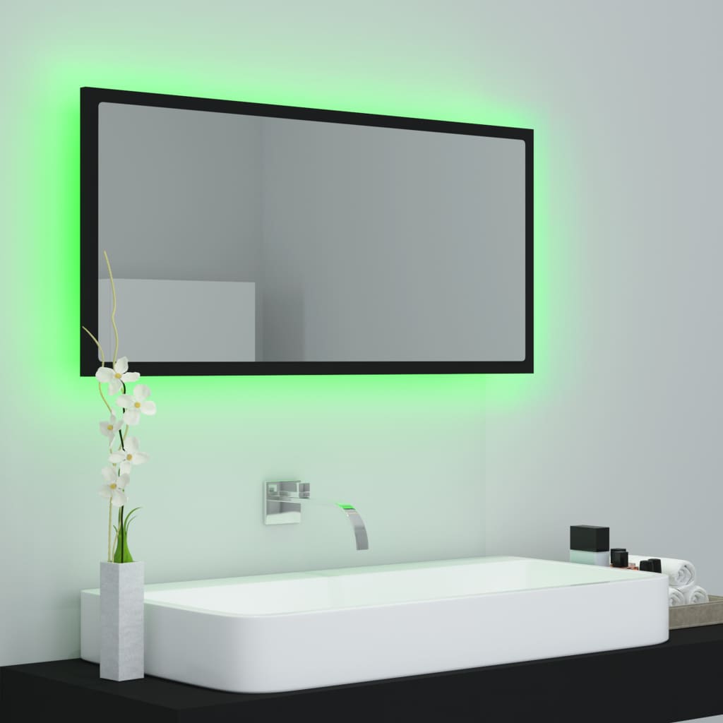 Kylpyhuonepeili LED musta 90x8,5x37 cm - Sisustajankoti.fi