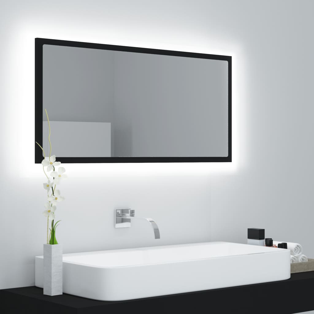 Kylpyhuonepeili LED musta 90x8,5x37 cm - Sisustajankoti.fi