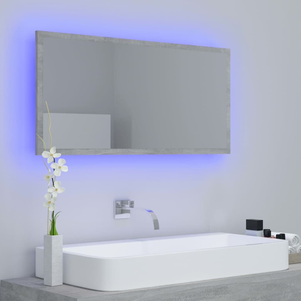 Kylpyhuonepeili LED betoninharmaa 90x8,5x37 cm - Sisustajankoti.fi