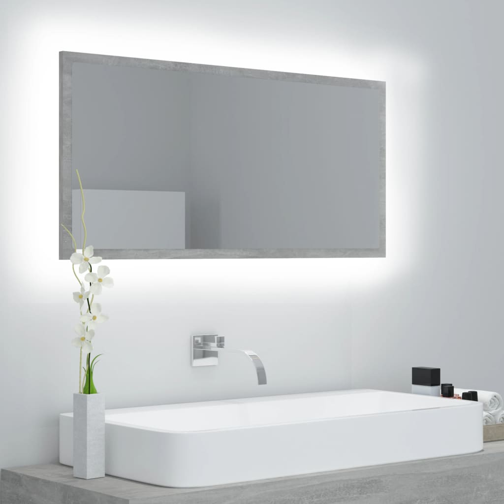 Kylpyhuonepeili LED betoninharmaa 90x8,5x37 cm - Sisustajankoti.fi