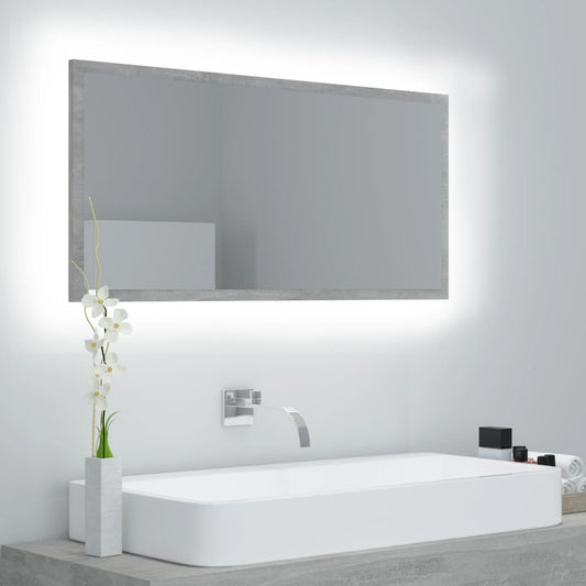 Kylpyhuonepeili LED betoninharmaa 90x8,5x37 cm - Sisustajankoti.fi