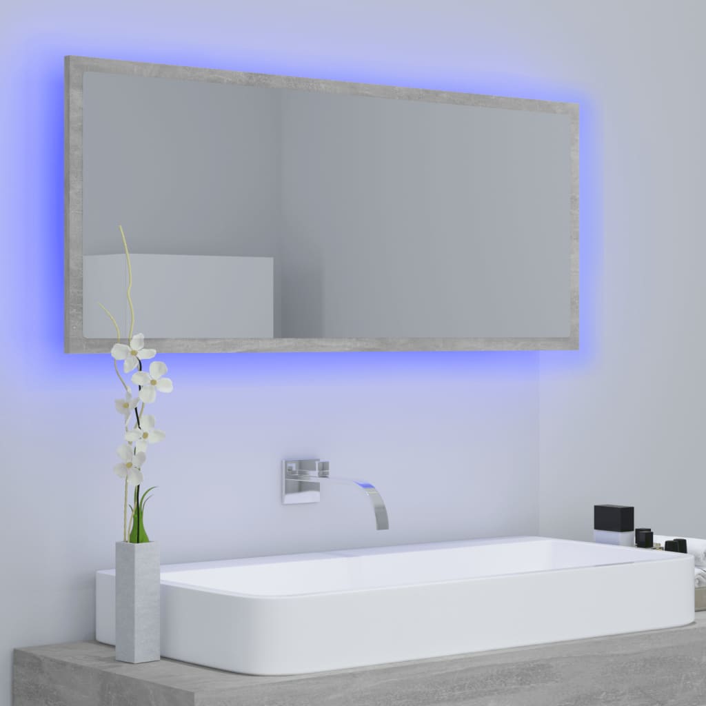 Kylpyhuonepeili LED betoninharmaa 100x8,5x37 cm - Sisustajankoti.fi