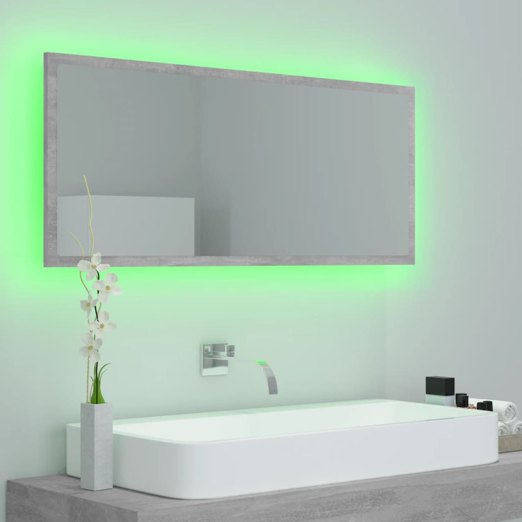 Kylpyhuonepeili LED betoninharmaa 100x8,5x37 cm - Sisustajankoti.fi
