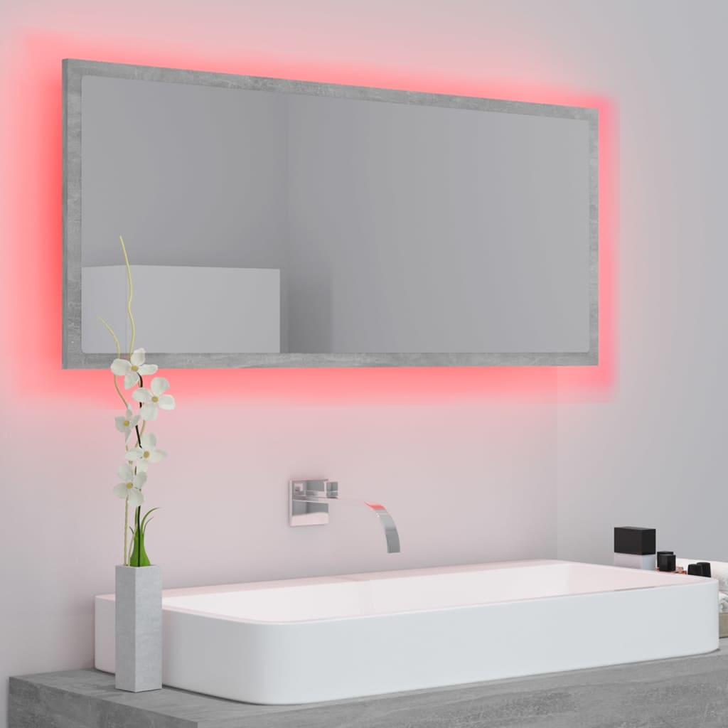Kylpyhuonepeili LED betoninharmaa 100x8,5x37 cm - Sisustajankoti.fi