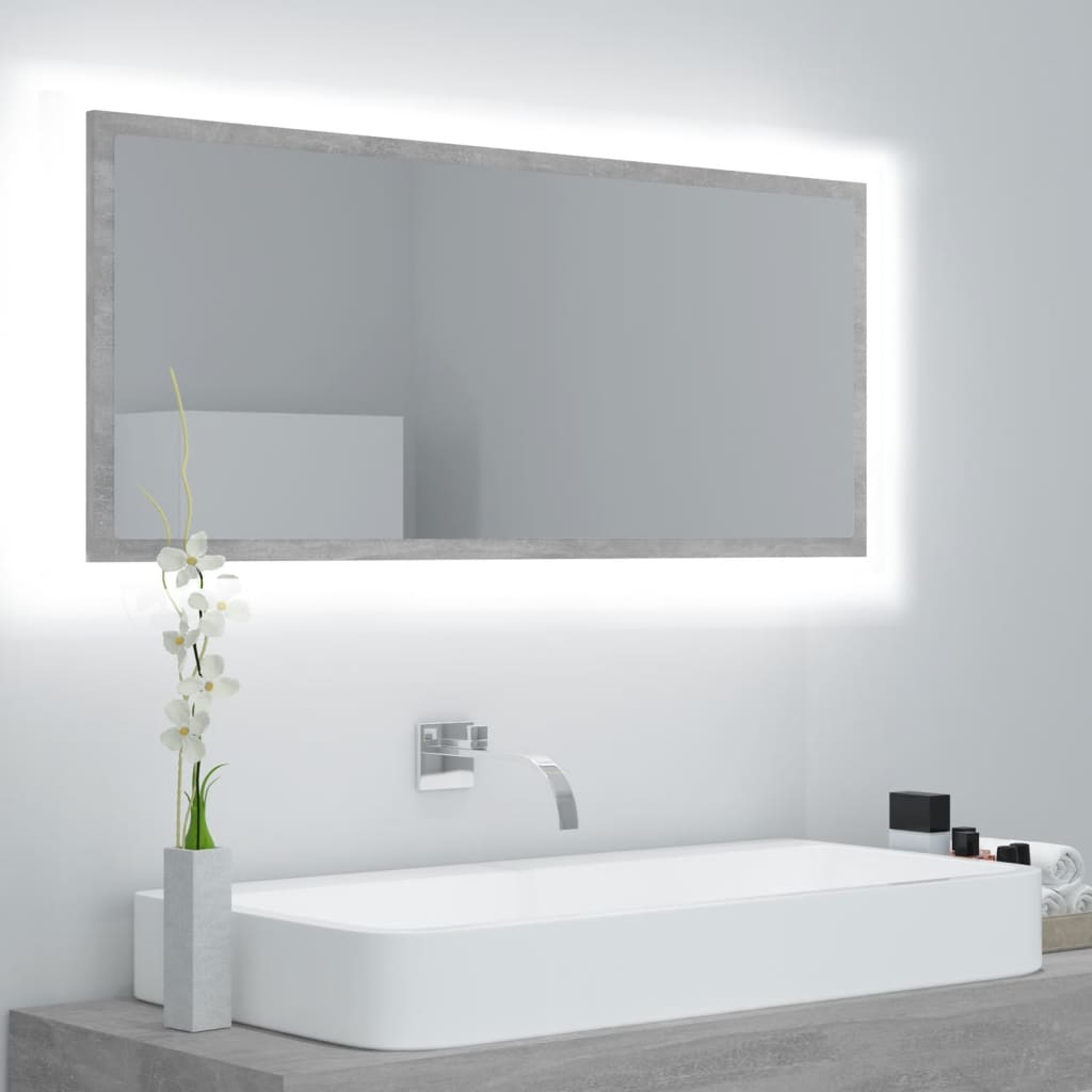 Kylpyhuonepeili LED betoninharmaa 100x8,5x37 cm - Sisustajankoti.fi