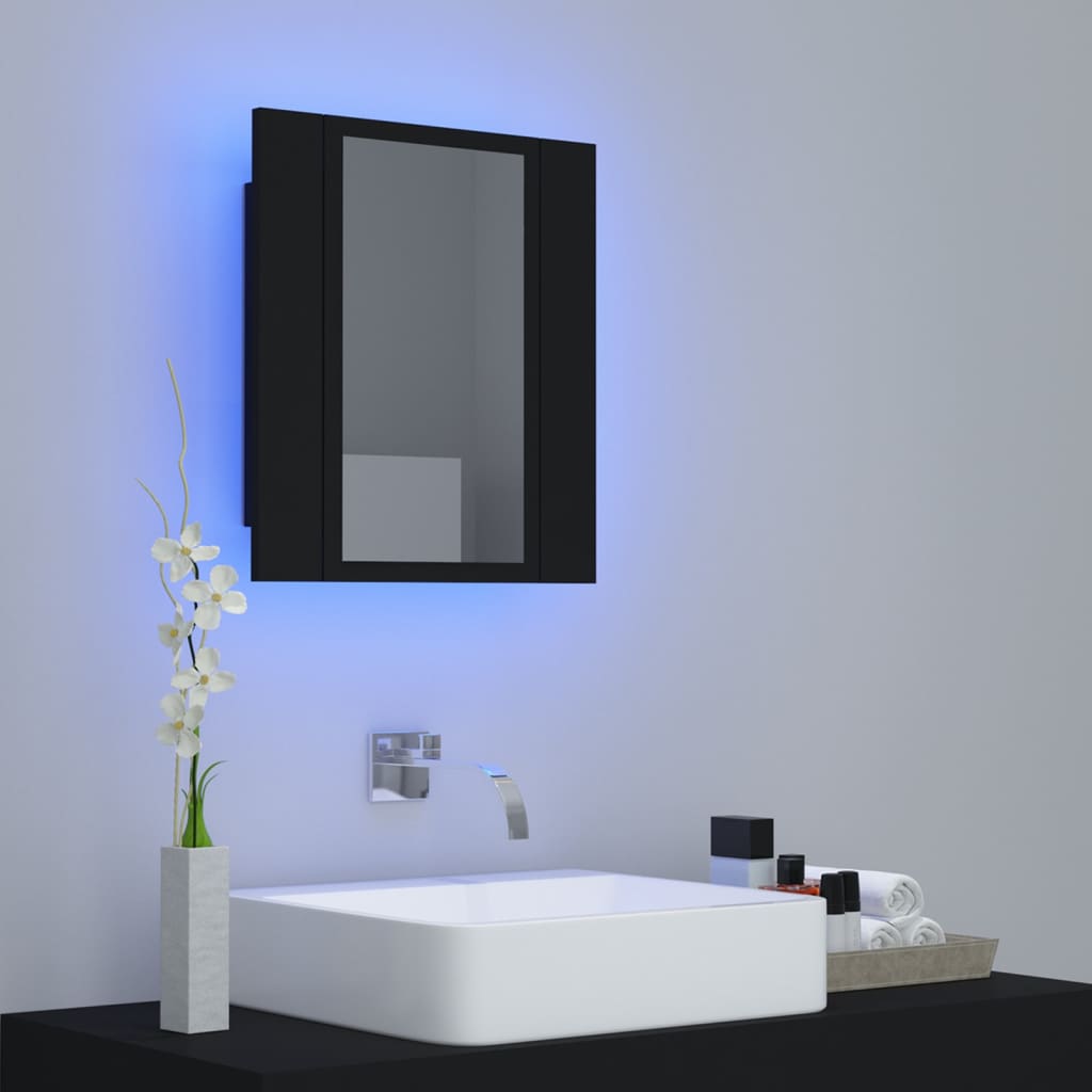 Kylpyhuoneen LED peilikaappi musta 40x12x45 cm - Sisustajankoti.fi