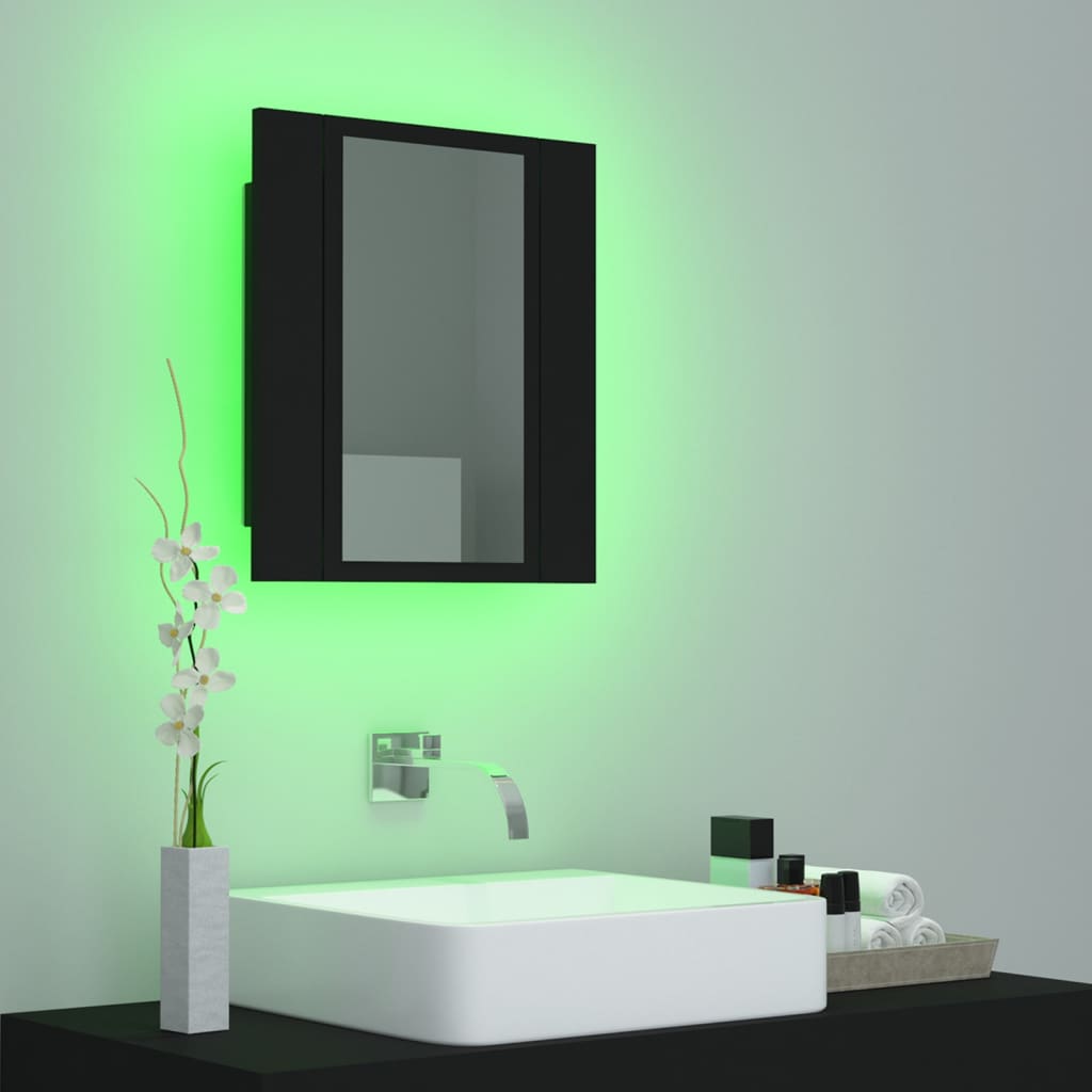 Kylpyhuoneen LED peilikaappi musta 40x12x45 cm - Sisustajankoti.fi