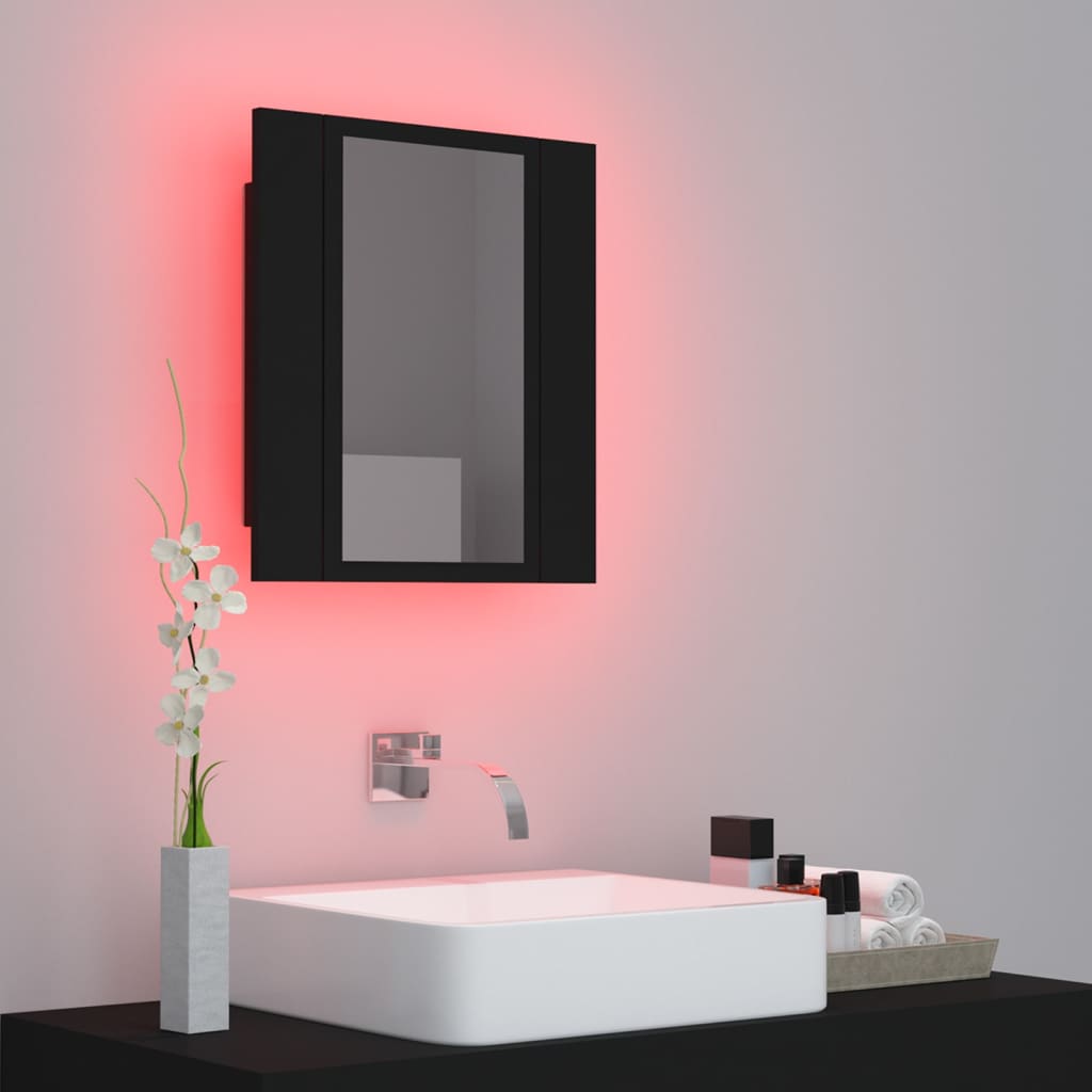 Kylpyhuoneen LED peilikaappi musta 40x12x45 cm - Sisustajankoti.fi