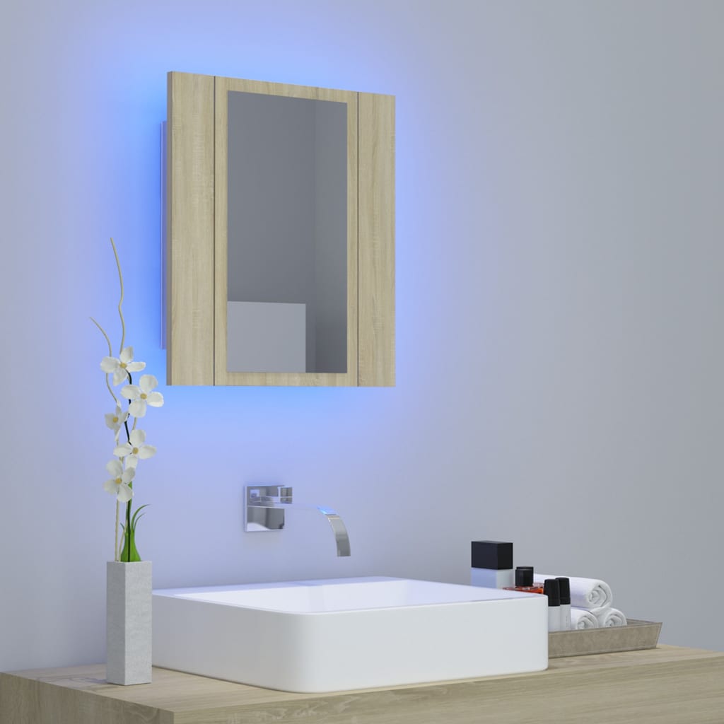 Kylpyhuoneen LED peilikaappi Sonoma tammi 40x12x45 cm - Sisustajankoti.fi