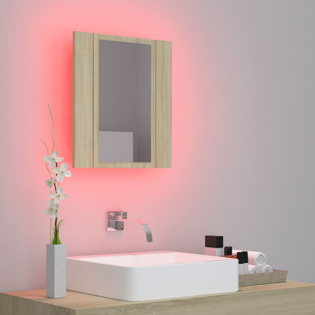 Kylpyhuoneen LED peilikaappi Sonoma tammi 40x12x45 cm - Sisustajankoti.fi