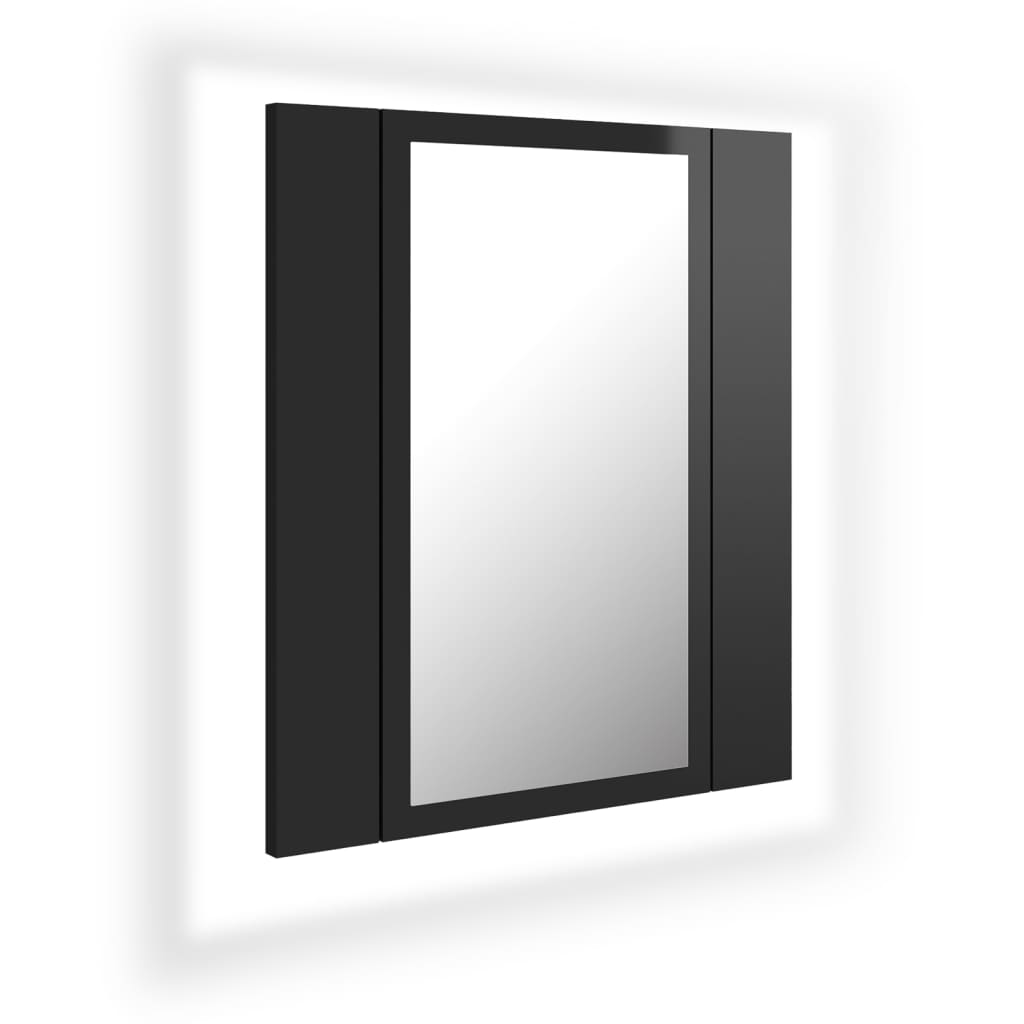 Kylpyhuoneen LED peilikaappi korkeakiilto musta 40x12x45 cm - Sisustajankoti.fi