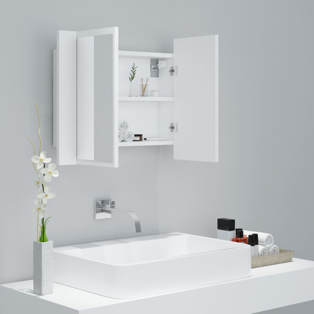 Kylpyhuoneen LED peilikaappi valkoinen 60x12x45 cm - Sisustajankoti.fi