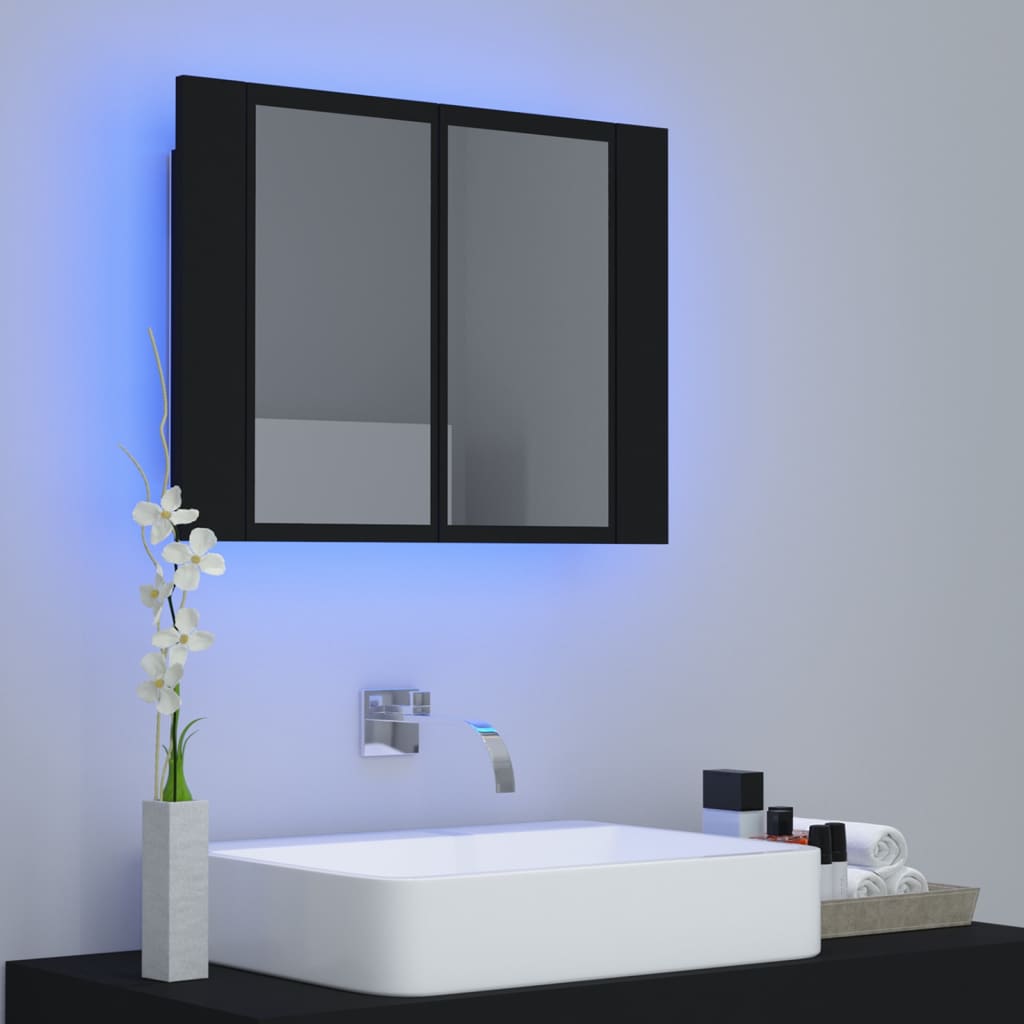 Kylpyhuoneen LED peilikaappi musta 60x12x45 cm - Sisustajankoti.fi