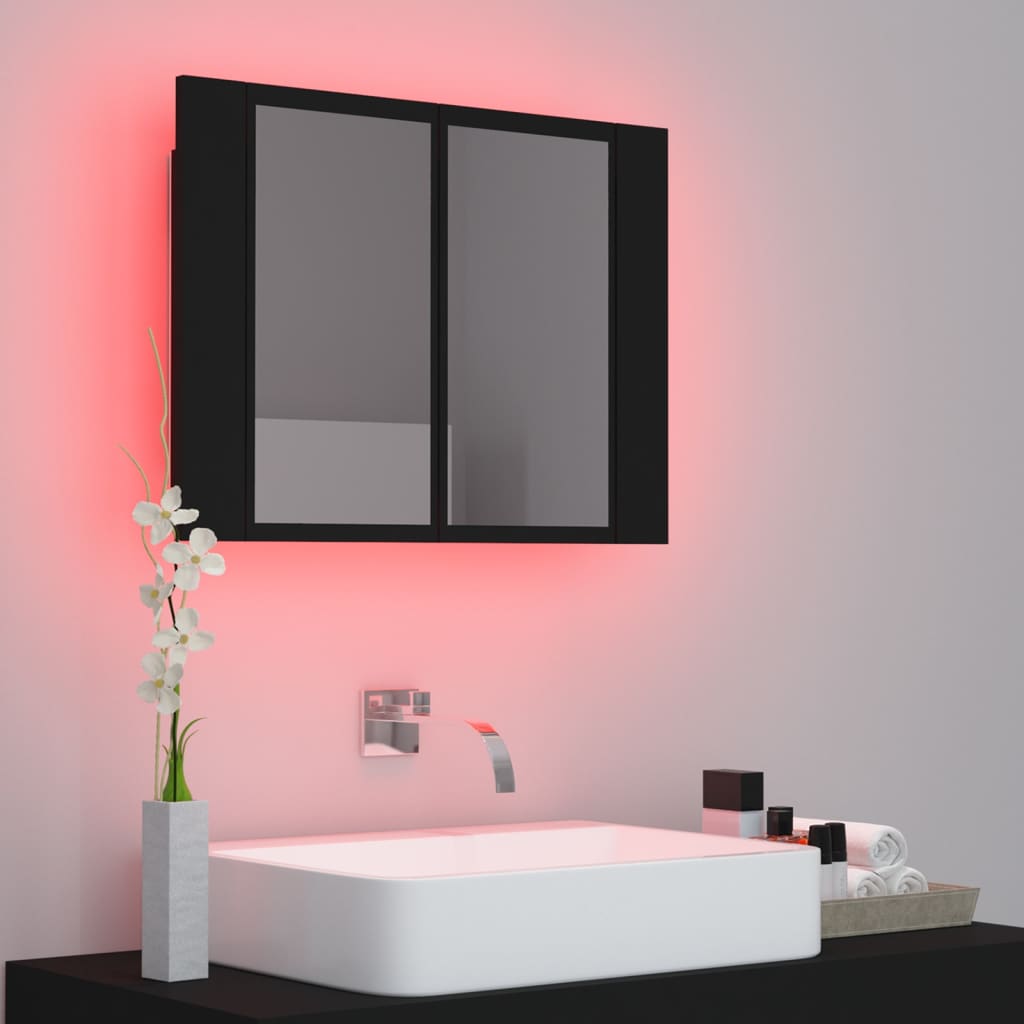 Kylpyhuoneen LED peilikaappi musta 60x12x45 cm - Sisustajankoti.fi