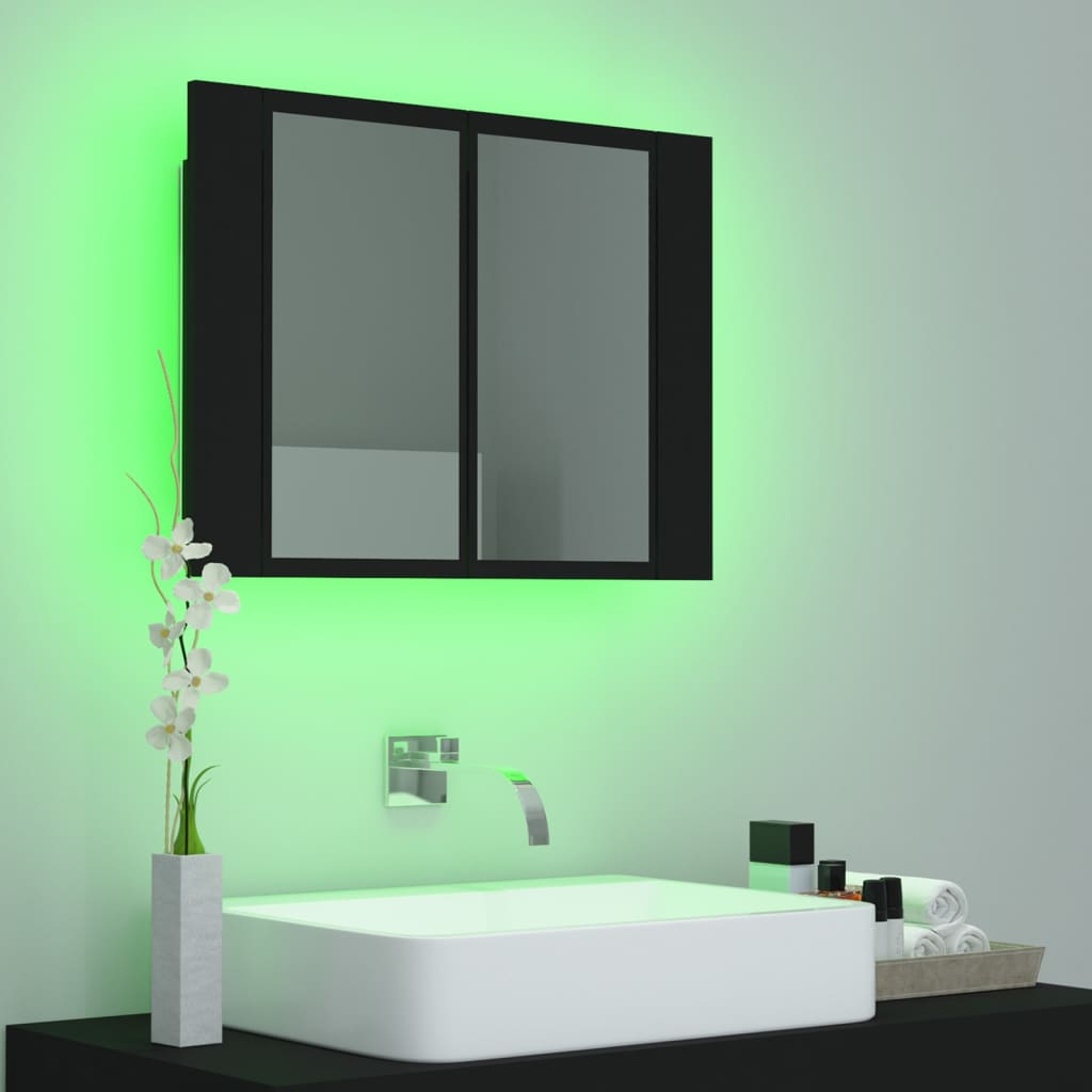 Kylpyhuoneen LED peilikaappi musta 60x12x45 cm - Sisustajankoti.fi