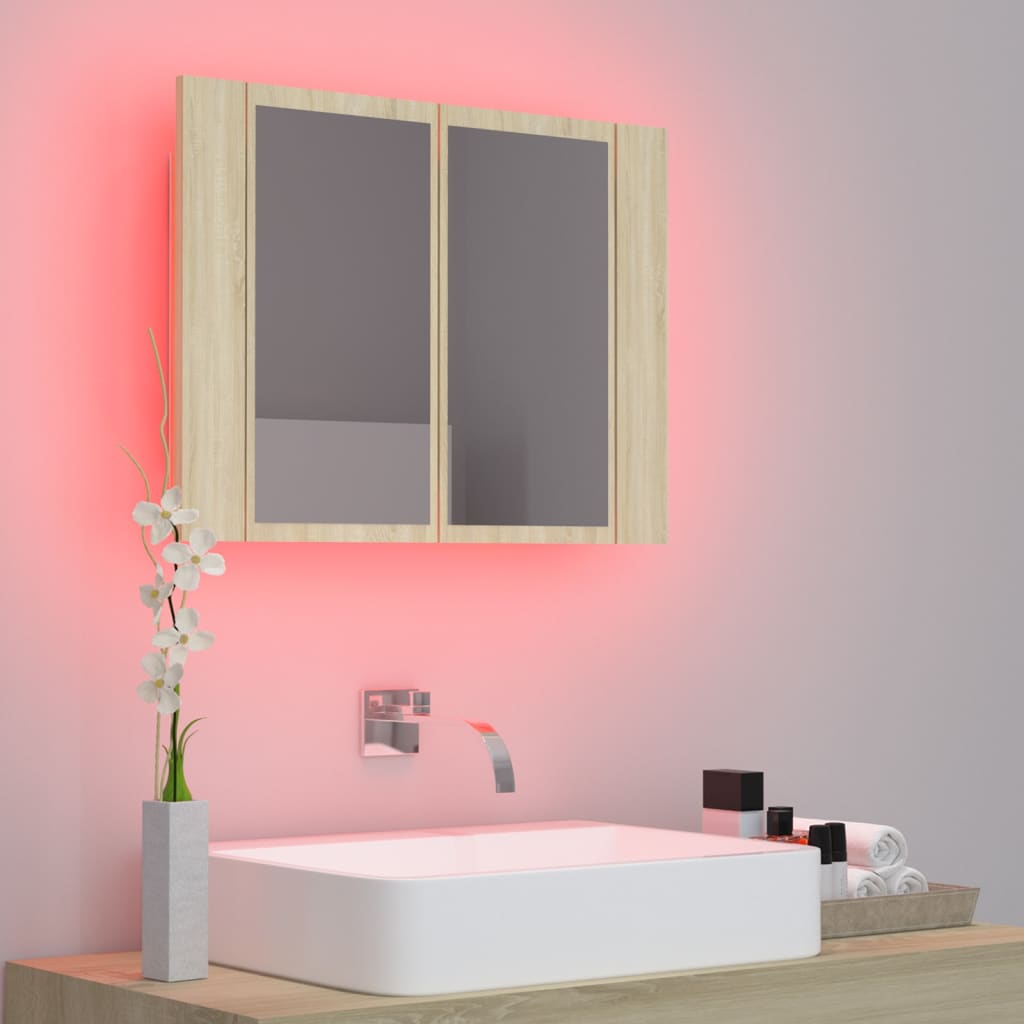 Kylpyhuoneen LED peilikaappi Sonoma tammi 60x12x45 cm - Sisustajankoti.fi